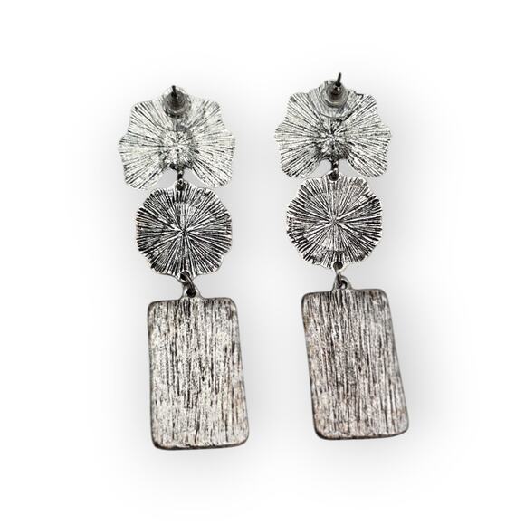 West & Co Turquoise Western Statement Earrings Silver Tone Dangle 3.5” - Picture 7 of 8